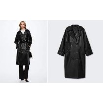 Dugacak crni kozni kaput 