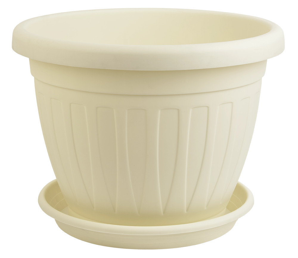 Plastična saksija sa podmetačem 12 cm - bela