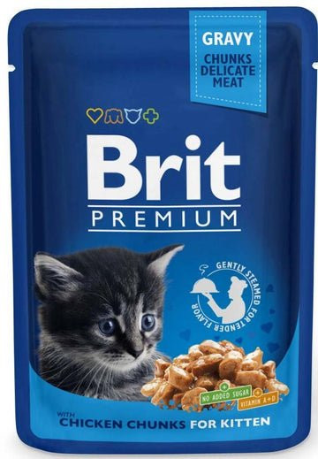 BRIT PREMIUM kesica, sočni komadići, KITTEN piletina, 100g