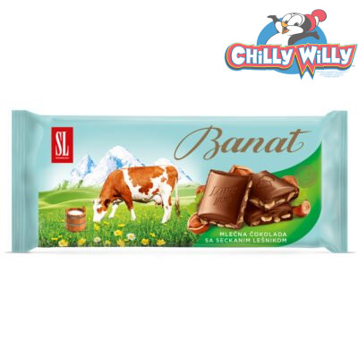 Original Banat mlečna čokolada sa seckanim lešnikom 80g