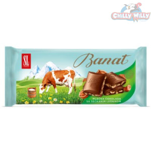 Original Banat mlečna čokolada sa seckanim lešnikom 80g