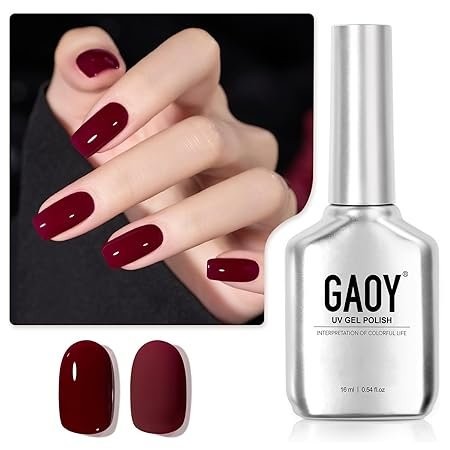 GAOY Red Gel Nail Polish, 16ml Soak Off Gel Polish, UV Light Cure for Nail Art DIY Manicure at Home, 1149 Dark Red Cherry