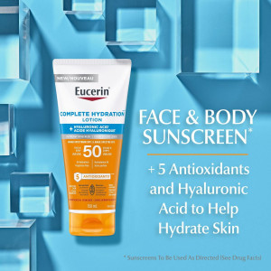 Eucerin Sun Complete Hydration Sunscreen for Face and Body with SPF 50, 150 mL | Sunscreen Lotion with Hyaluronic Acid and 5 Antioxidants, Beyond Sun Protection