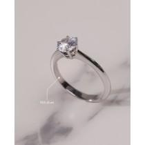 Silver ring with a diamond for wedding