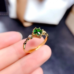 Gold ring with zircon for wedding
