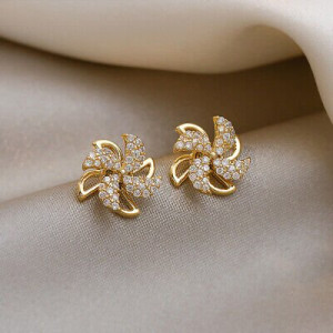 Gold stud earrings