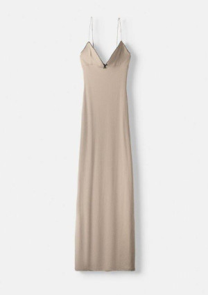 BEIGE BOW MAXI DRESS
