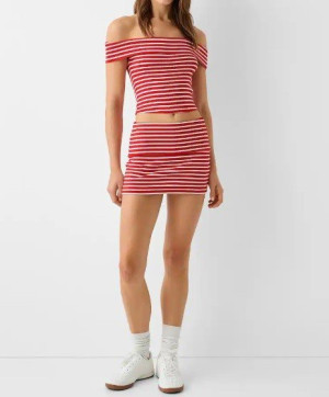 RED-WHITE STRIPED SUMMER SET