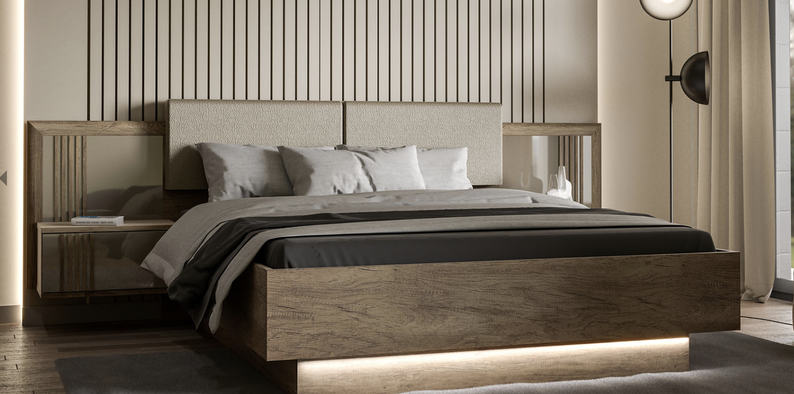 Savona Bed Set + two night tables 291x207x99 cm