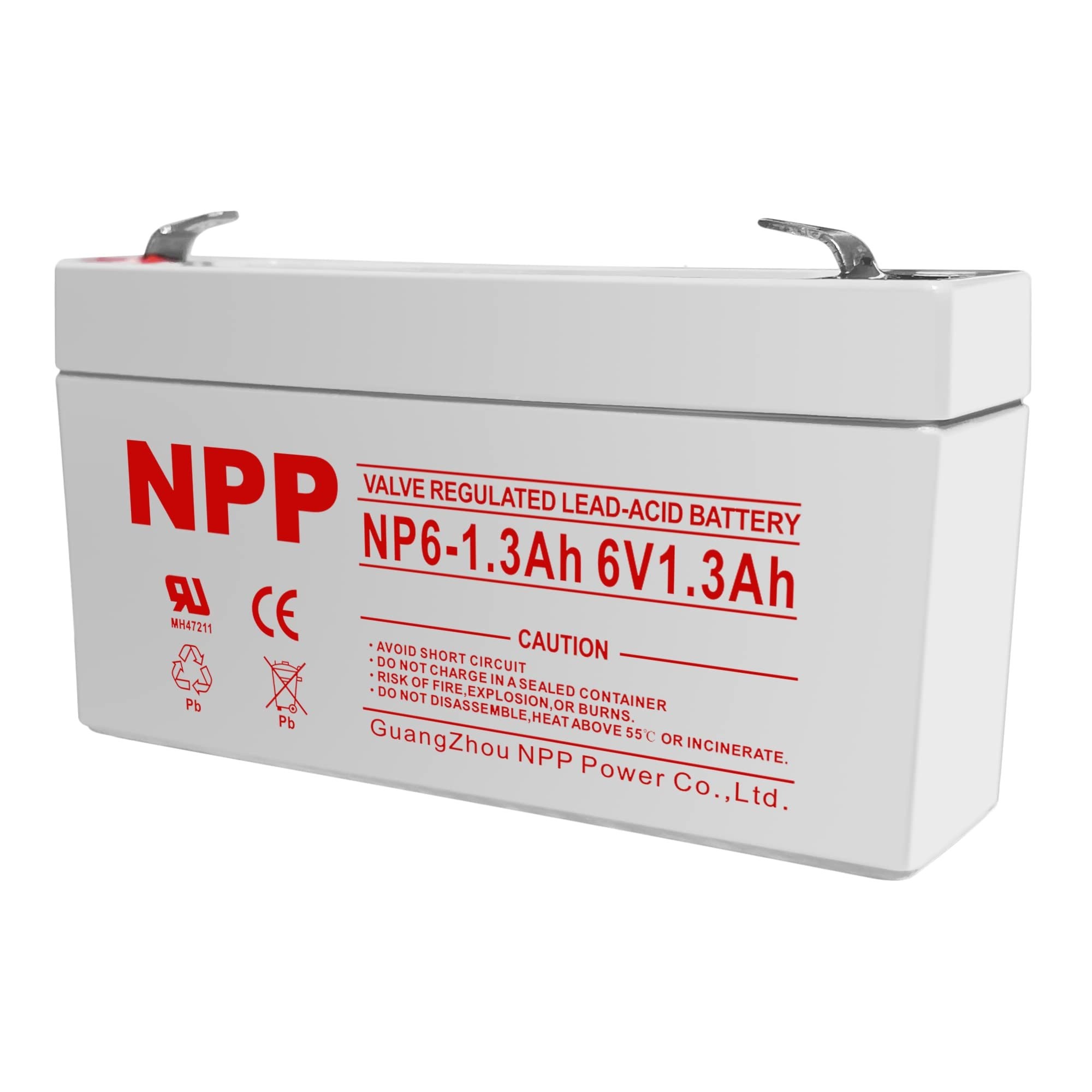 NPP NP6-1.3Ah, 6V 1.3Ah (F1), Rechargeable Sealed Lead Acid Battery for Attendance Machine, GE 600-1054-95R Simon XT, Security Alarm System and Instrument