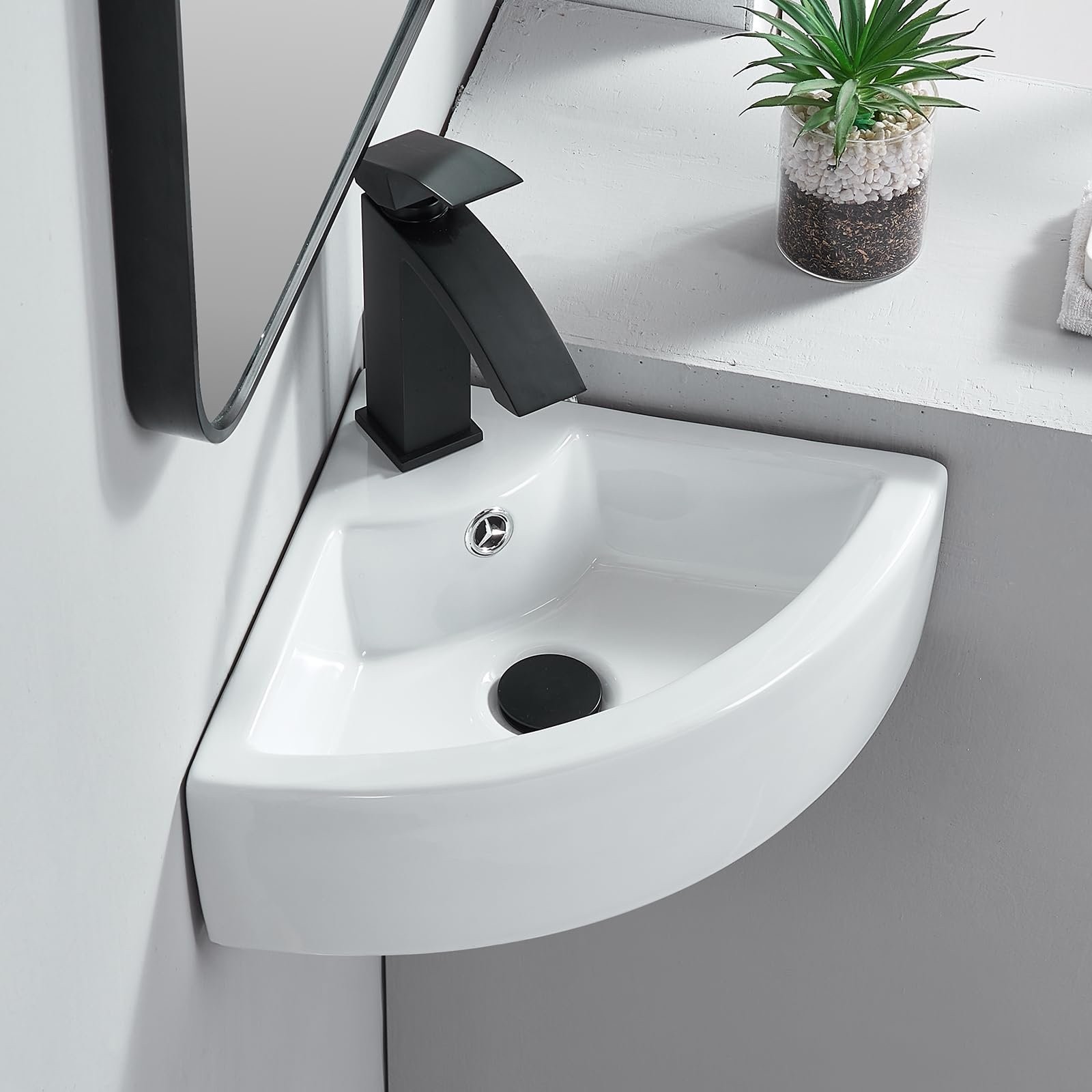Small Corner Ceramic Drop In or Wall Mounted Sink