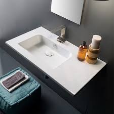 Rectangular Ceramic Wall Mounted or Vessel Sink With Counter Space
