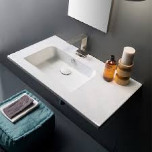 Rectangular Ceramic Wall Mounted or Vessel Sink With Counter Space