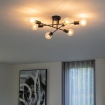 Plafonjera FENOULLET 1 MIndustrijska plafonska lampa crna 6 svetala - SidnejESING